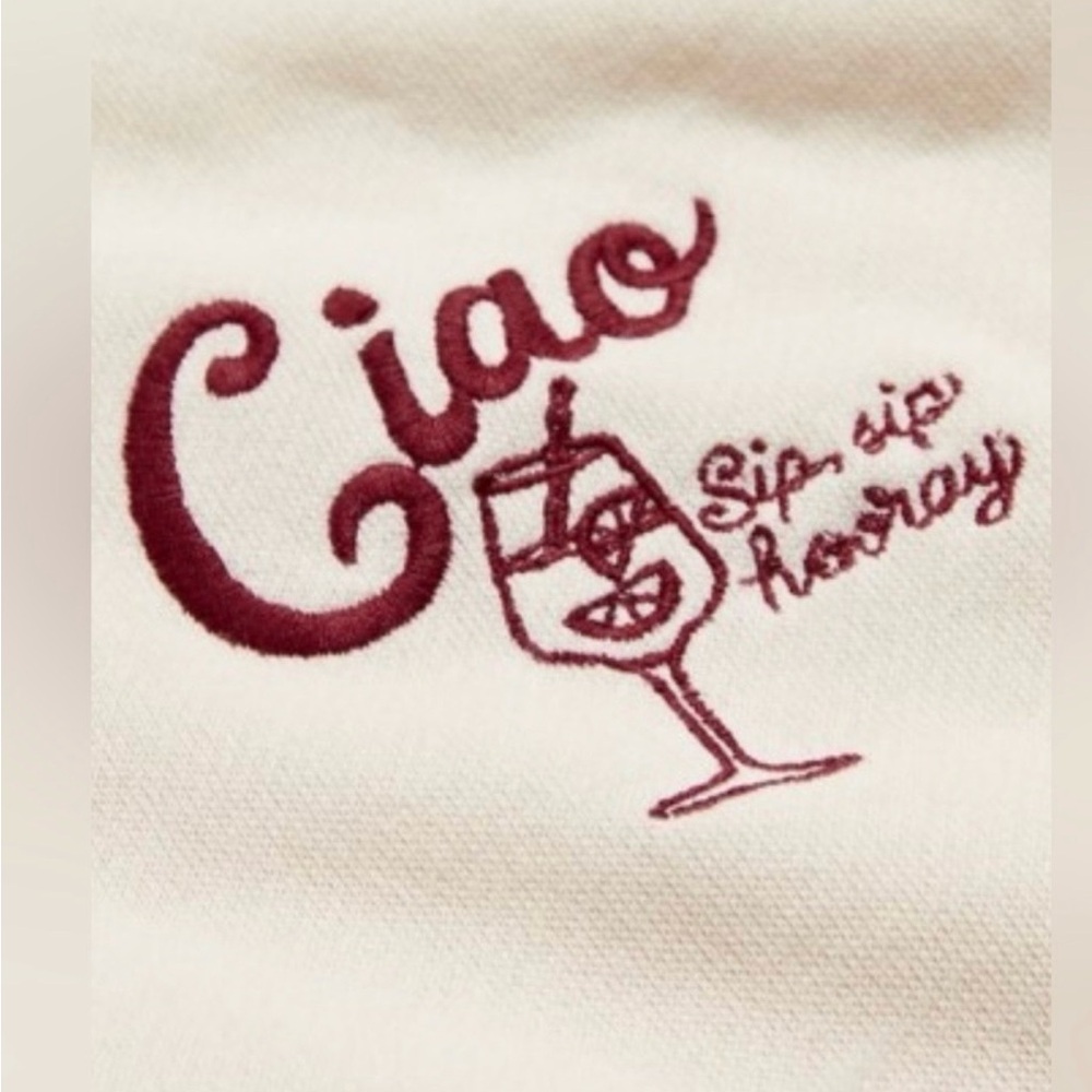 Old Navy Cream 'Ciao' Embroidered Crewneck Sweatshirt - Picture 4 of 7